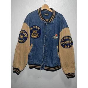 Dunbrooke Denim Suede Varsity Jacket Gatorade Patch USA Military Champs Sz XL